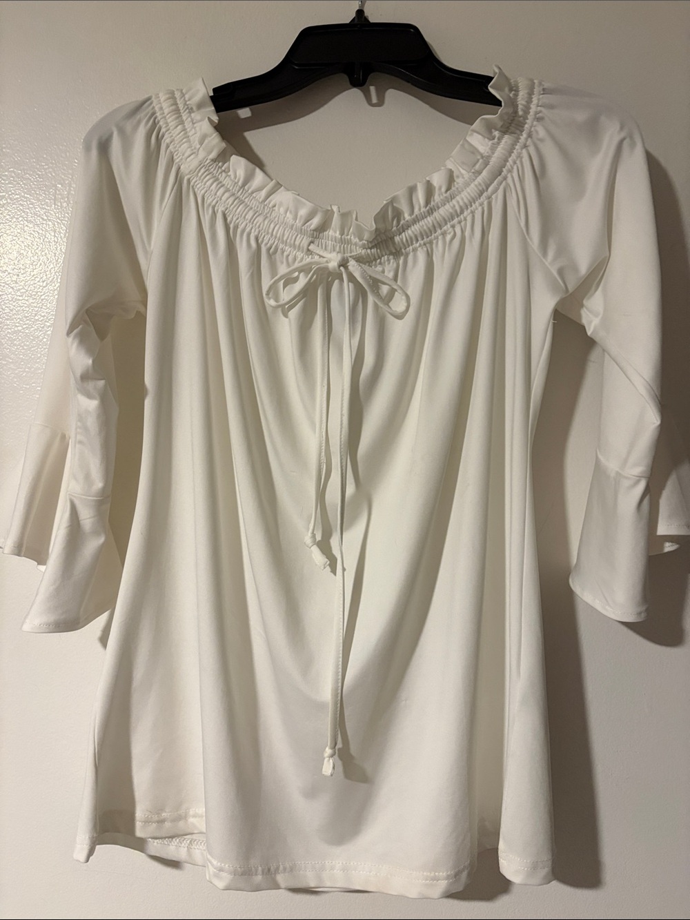 La Mer White Off-Shoulder Tie-Front Tunic